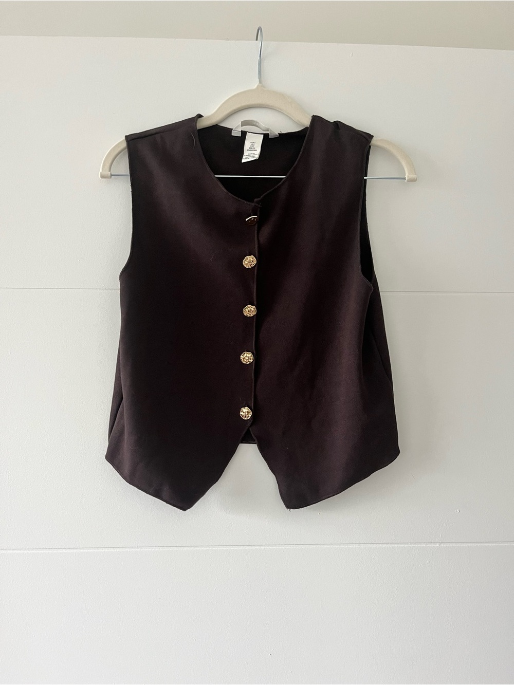 H&M Brown Vest Top with Gold Buttons